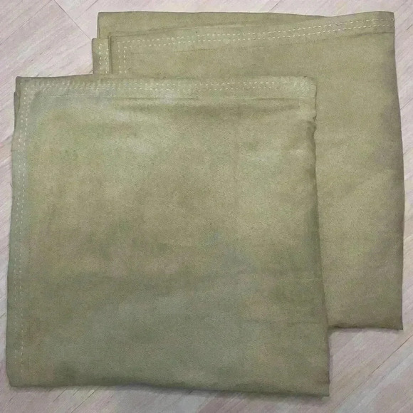 Set/2 Pottery Barn Faux Tan Suede Pillow Euro 26x26 Square - Picture 2 of 9